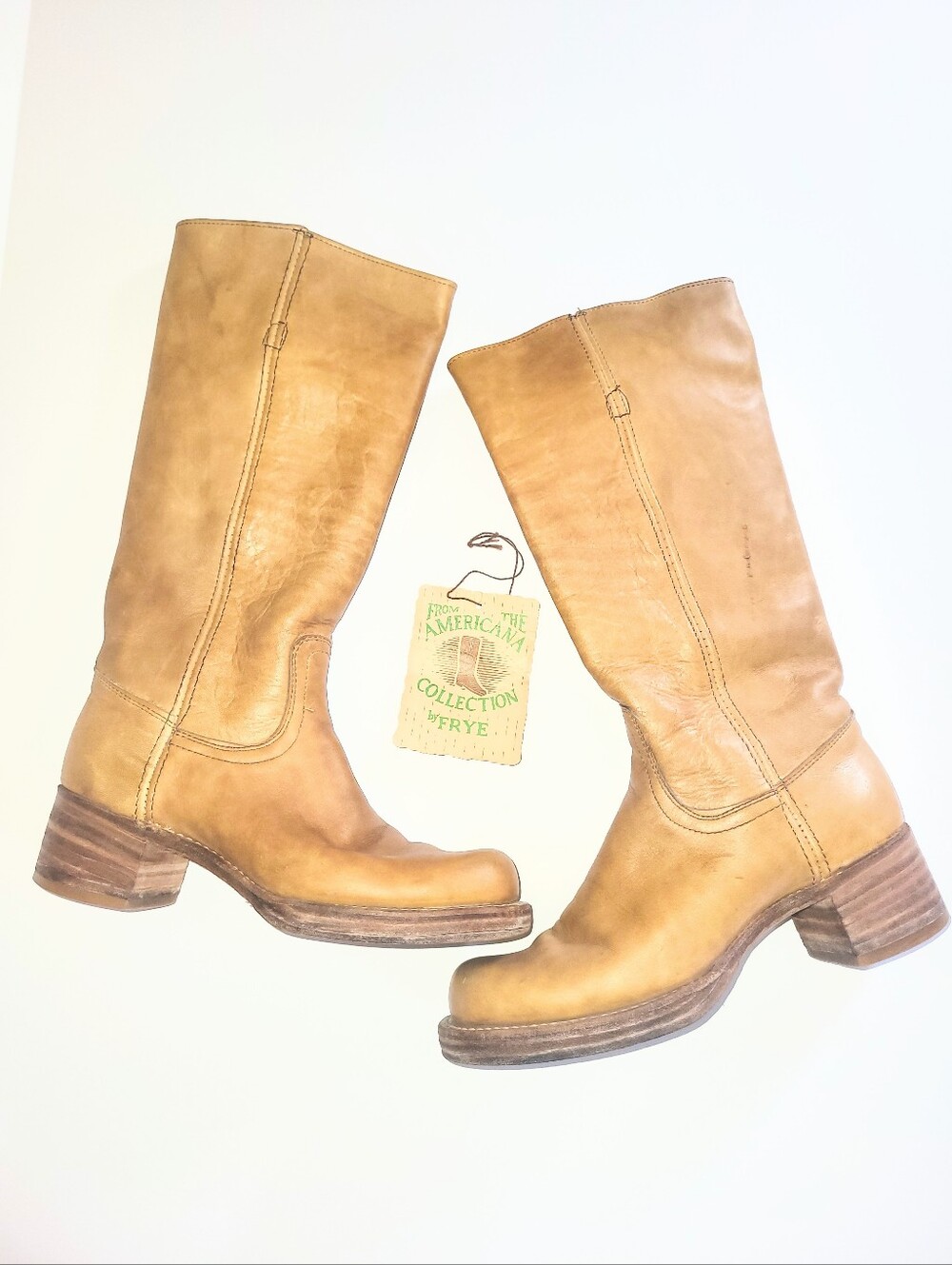 1970s Frye Vintage Banana Leather Campus Boots Black Label Authentic 7.5 B